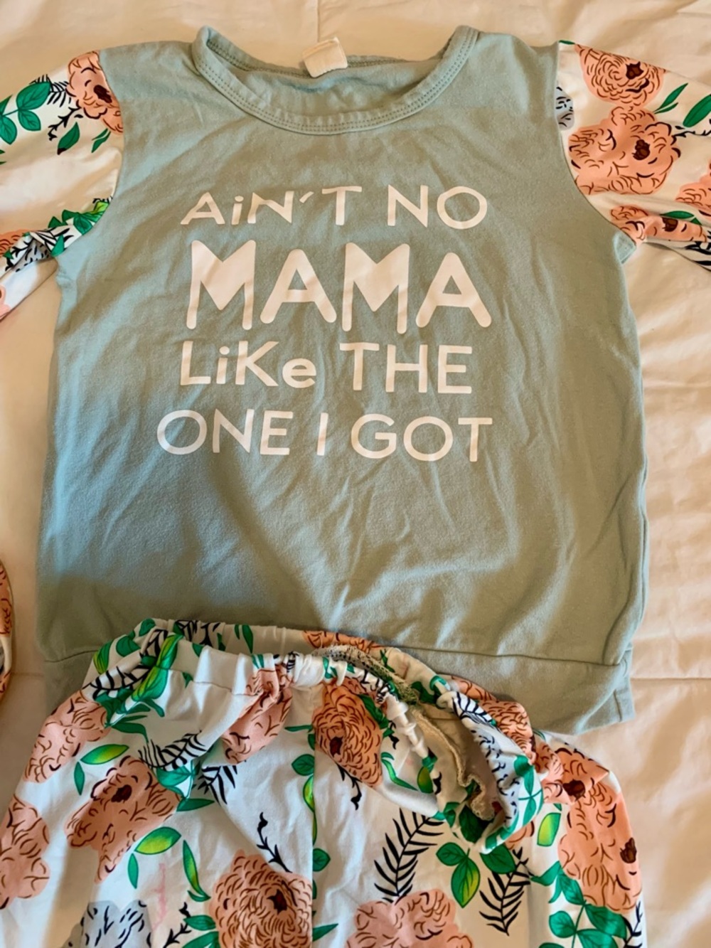 Mint Green "Ain't No Mama Like The One I Got" Girls Pajama Set